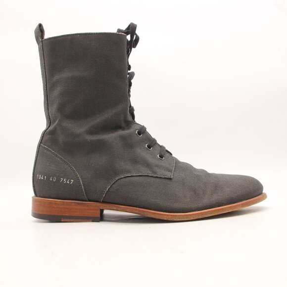 Common Projects Combat Boots Black Canvas Men's Size EU 40Lace Up Italy
